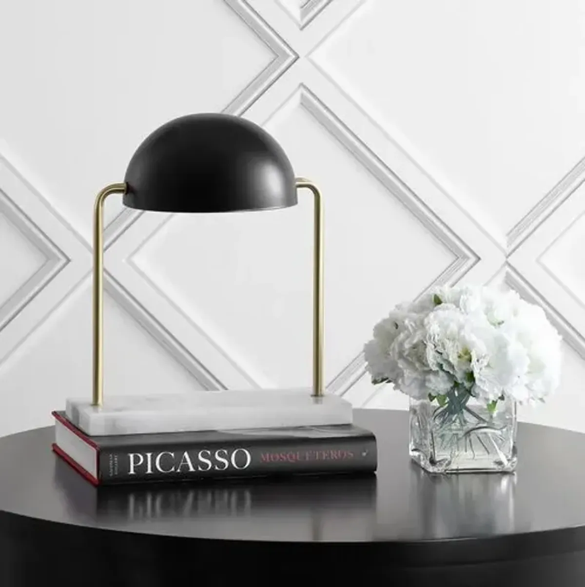 Harriett Dome Marble Table/Desk Lamp - Black/Gold