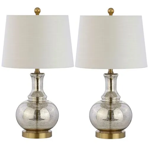 Set of 2 Holland Table Lamps - Silver