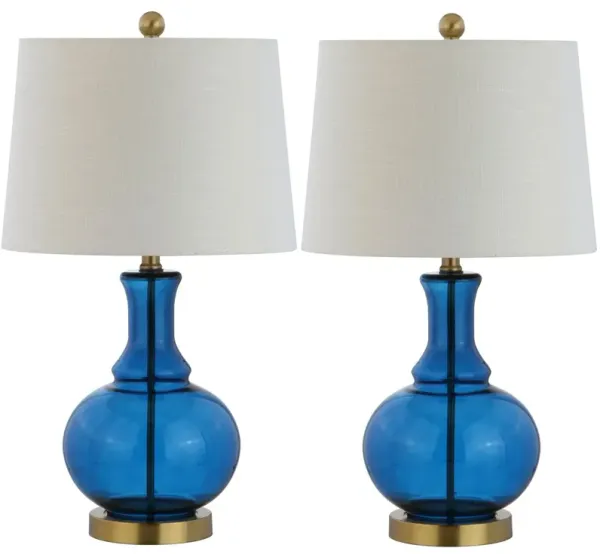 Set of 2 Holland Glass Table Lamps - Blue