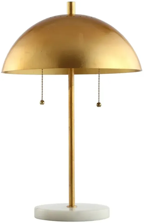 Elanora Metal/Marble Dome Table Lamp - Gold Leaf/White