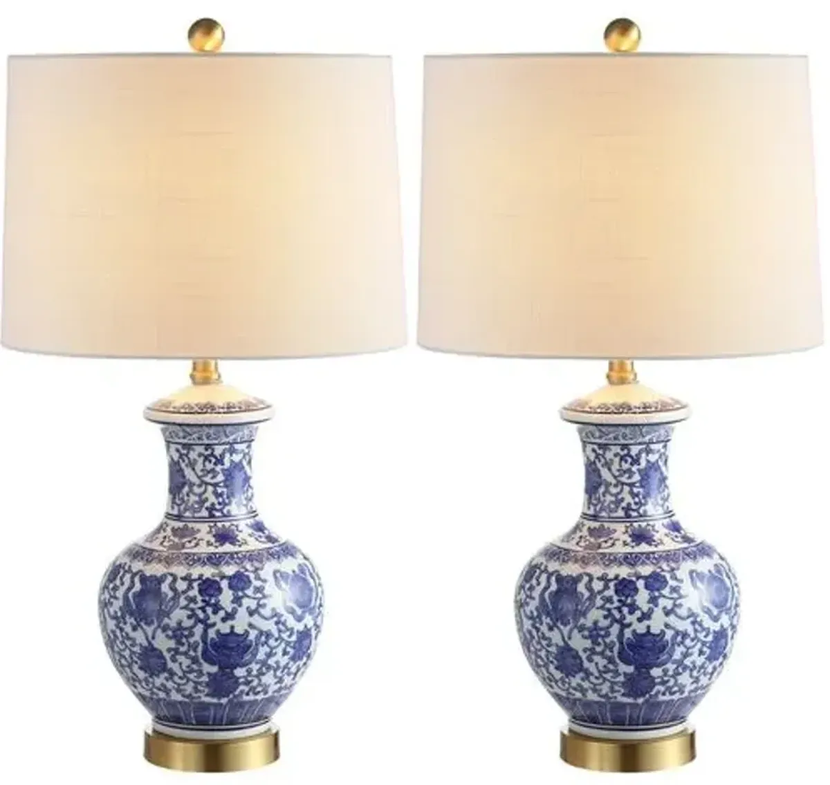 Set of 2 Cormac Chinoiserie Table Lamps - Blue/White