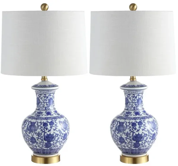 Set of 2 Cormac Chinoiserie Table Lamps - Blue/White
