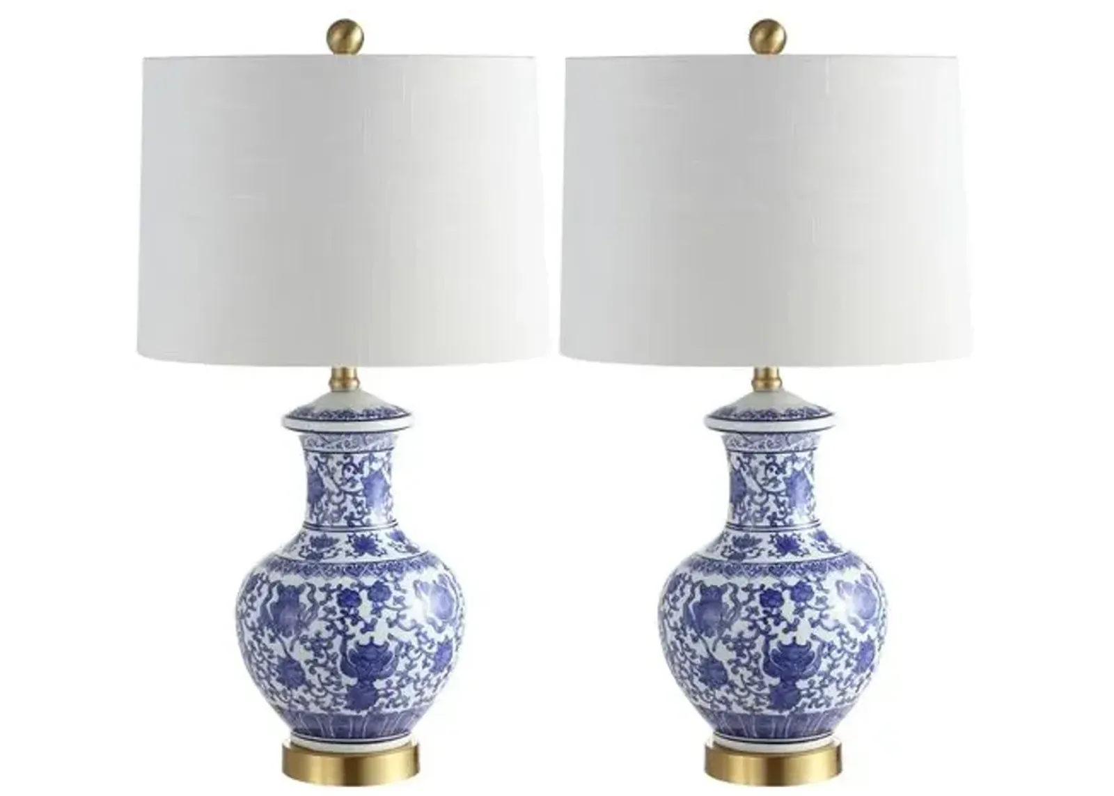 Set of 2 Cormac Chinoiserie Table Lamps - Blue/White