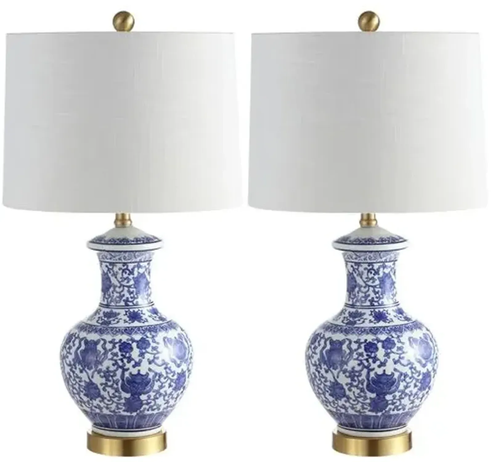 Set of 2 Cormac Chinoiserie Table Lamps - Blue/White