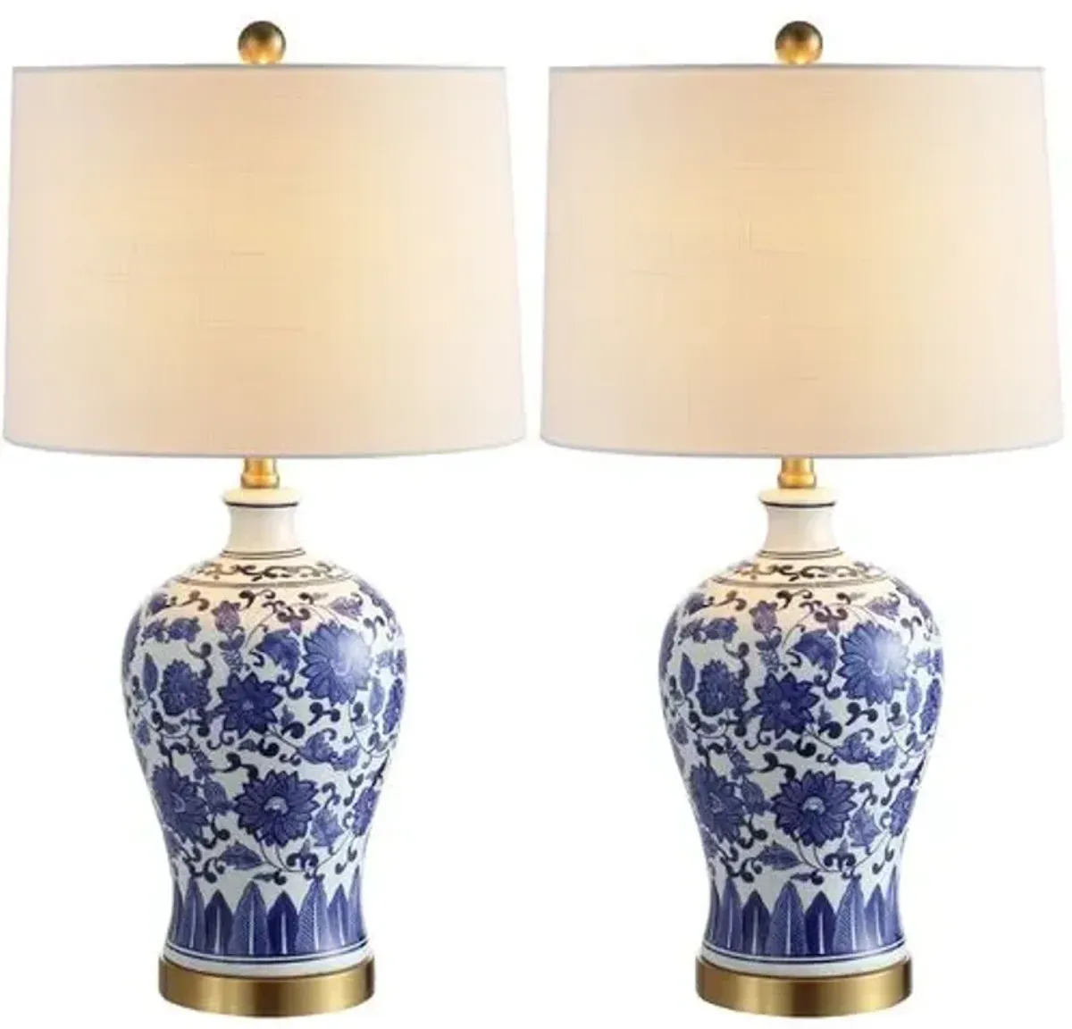 Set of 2 Emery Chinoiserie Table Lamps - Blue/White