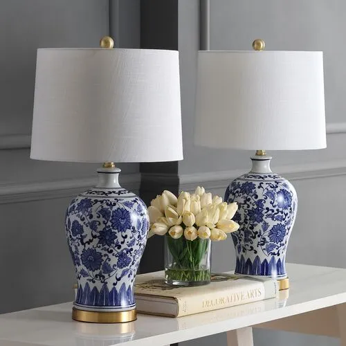 Set of 2 Emery Chinoiserie Table Lamps - Blue/White