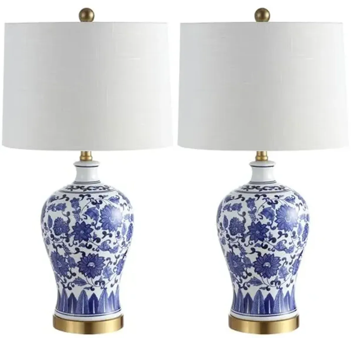 Set of 2 Emery Chinoiserie Table Lamps - Blue/White