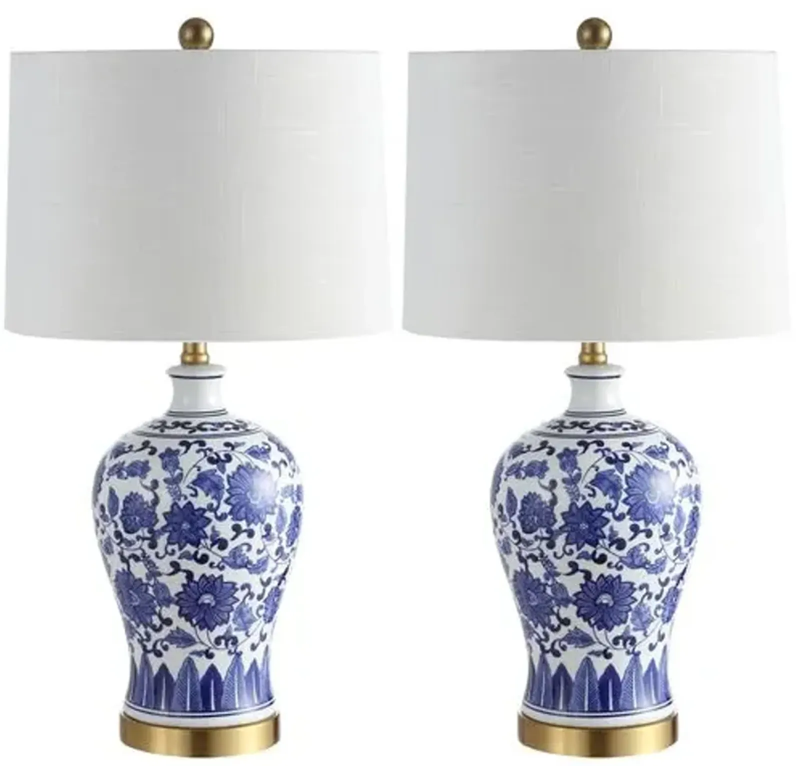 Set of 2 Emery Chinoiserie Table Lamps - Blue/White