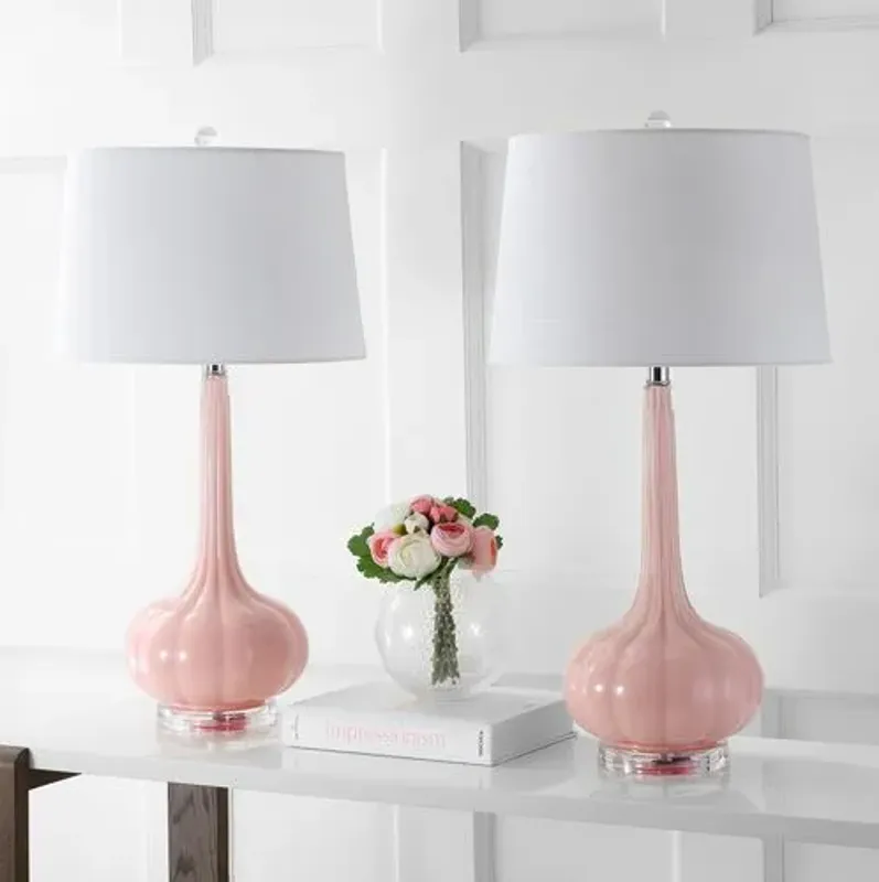 Set of 2 Geneva Glass Table Lamps - Pink