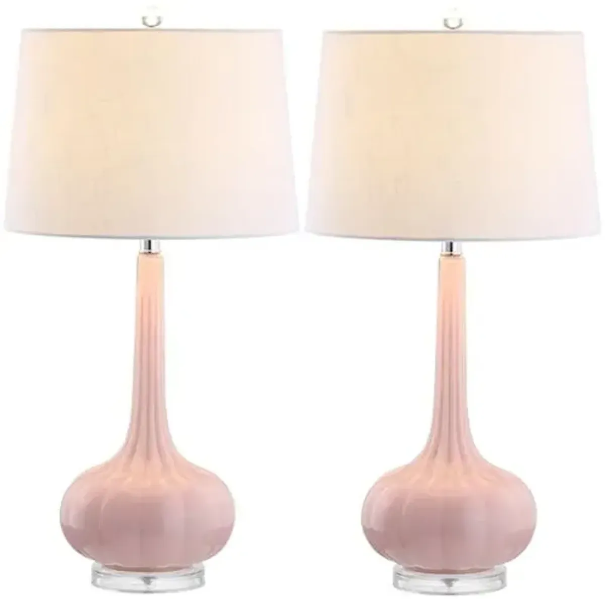 Set of 2 Geneva Glass Table Lamps - Pink