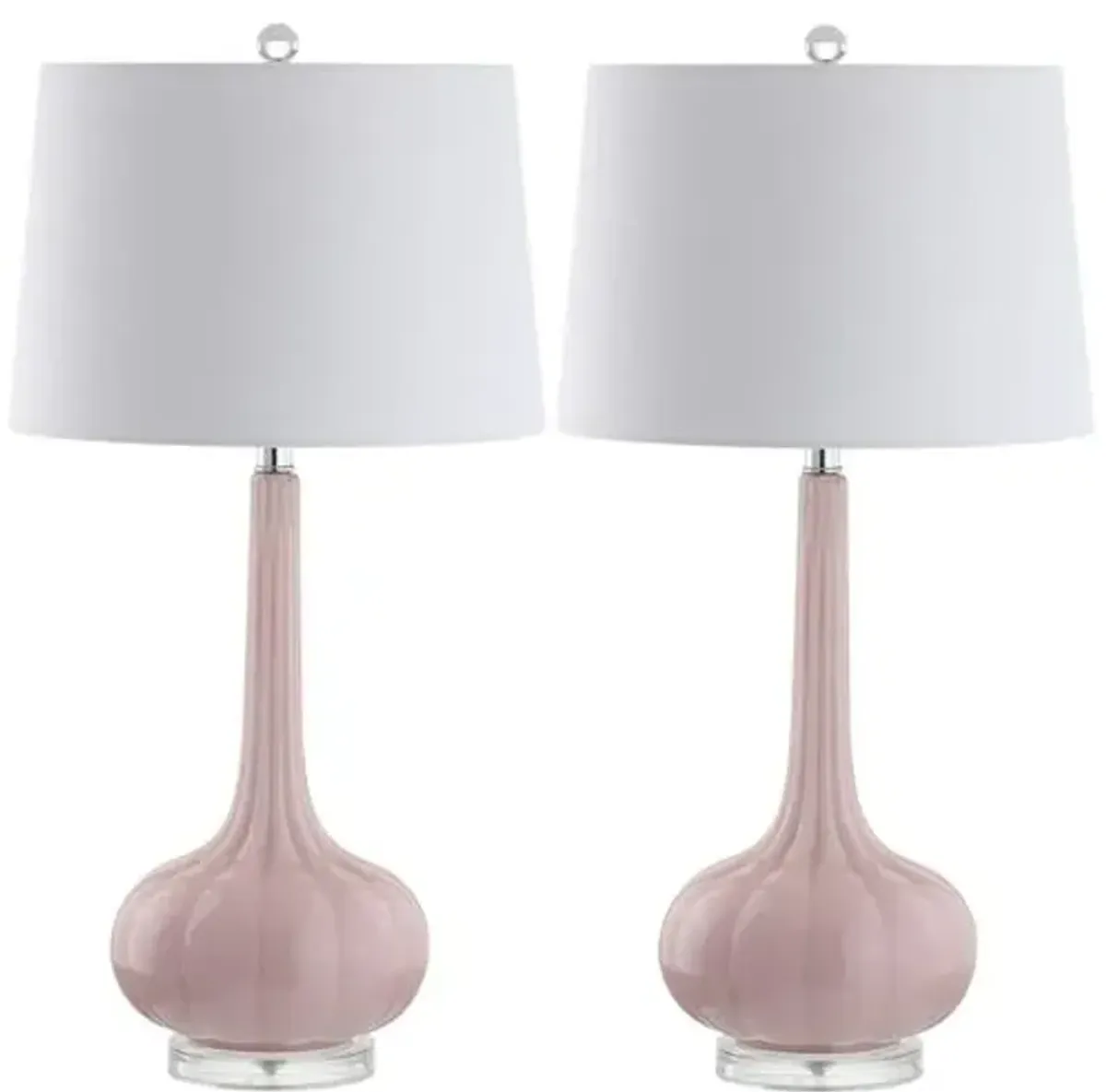 Set of 2 Geneva Glass Table Lamps - Pink