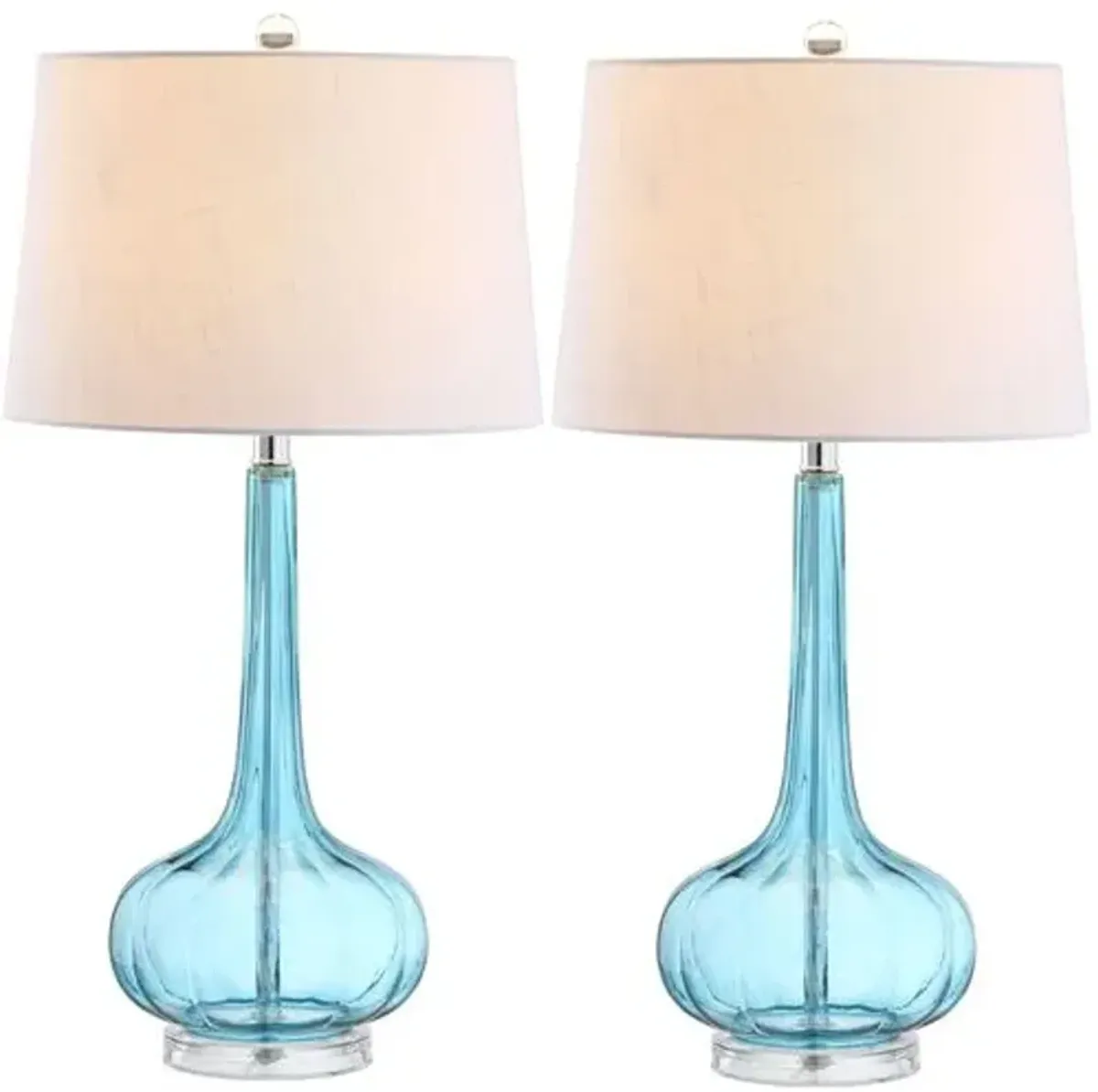 Set of 2 Geneva Glass Table Lamps - Blue