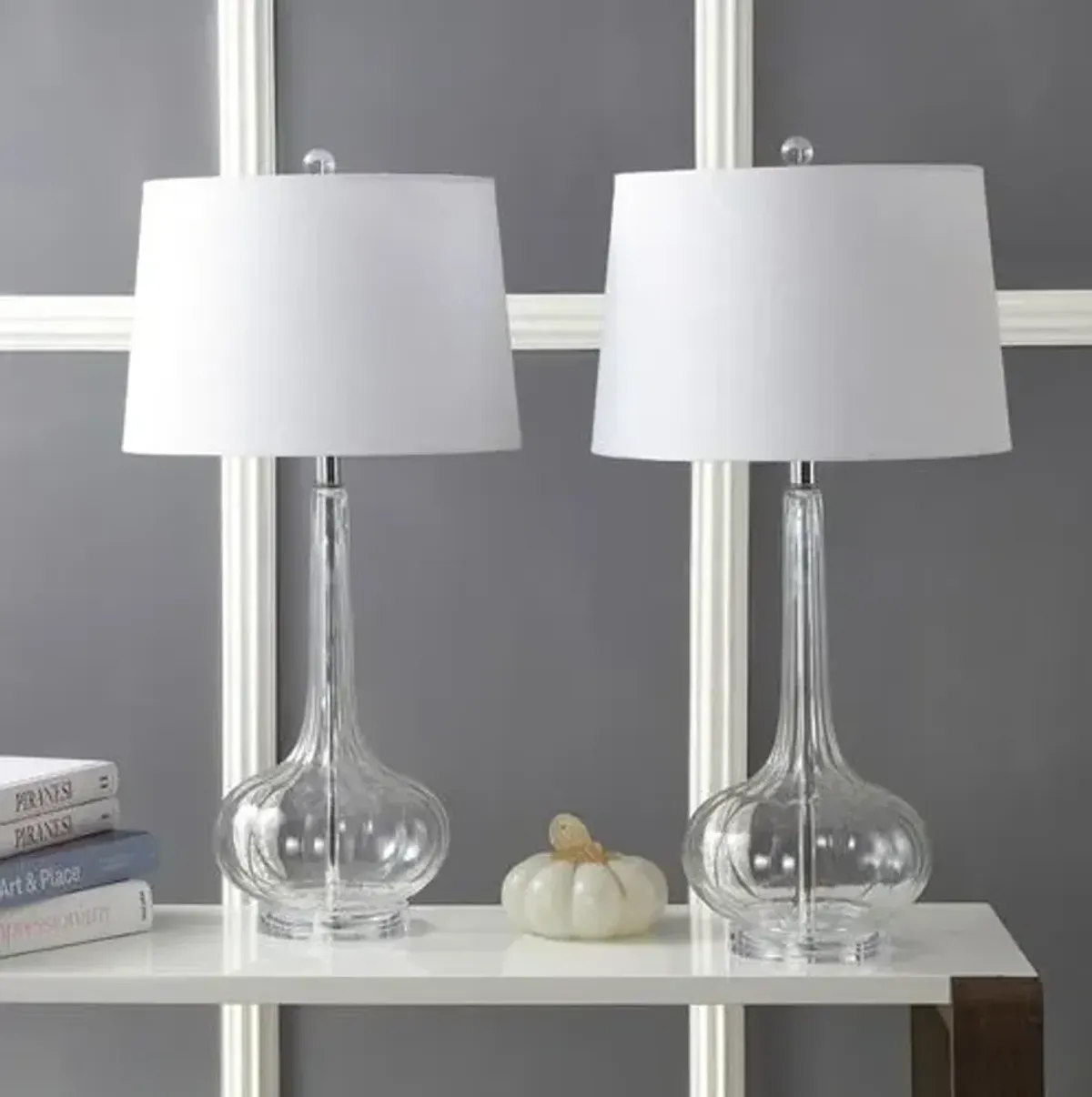 Set of 2 Geneva Glass Table Lamps - Clear