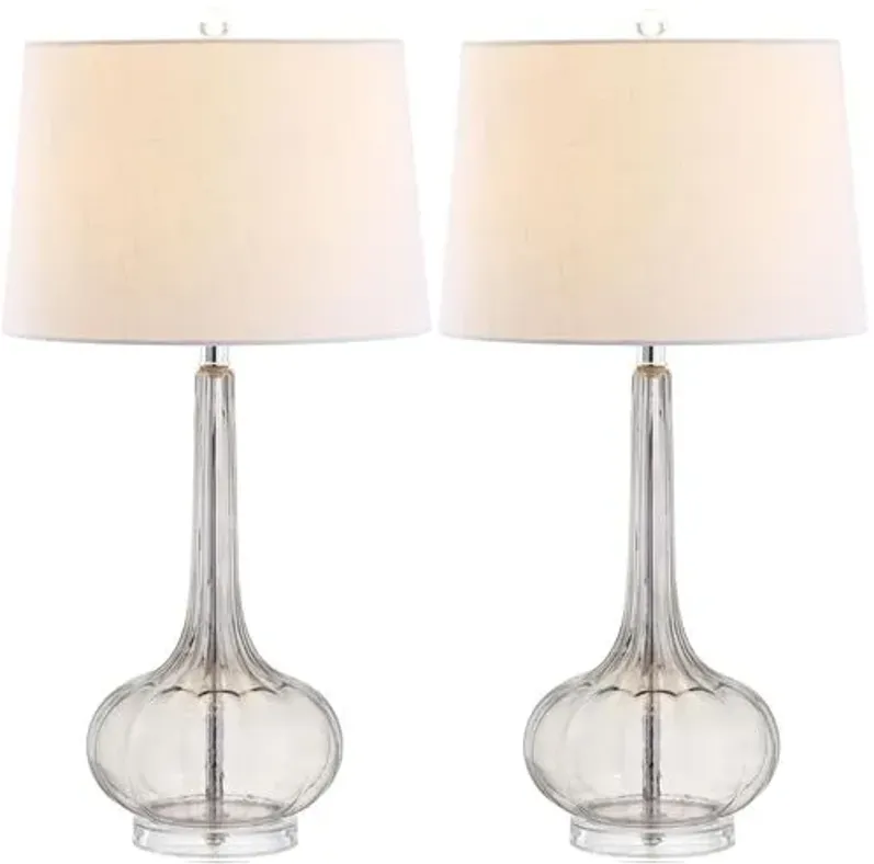 Set of 2 Geneva Glass Table Lamps - Gray