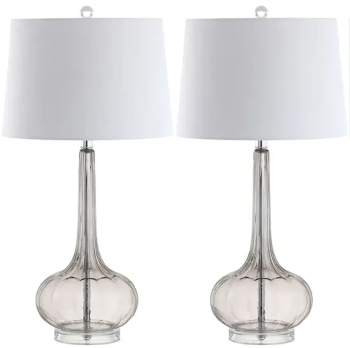 Set of 2 Geneva Glass Table Lamps - Gray