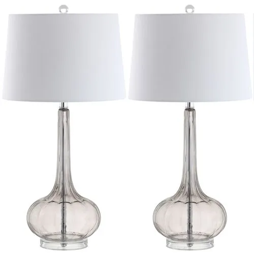 Set of 2 Geneva Glass Table Lamps - Gray