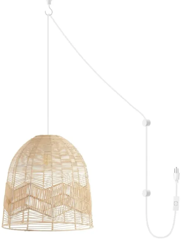 Rafferty Woven Rattan Pendant, Light Brown