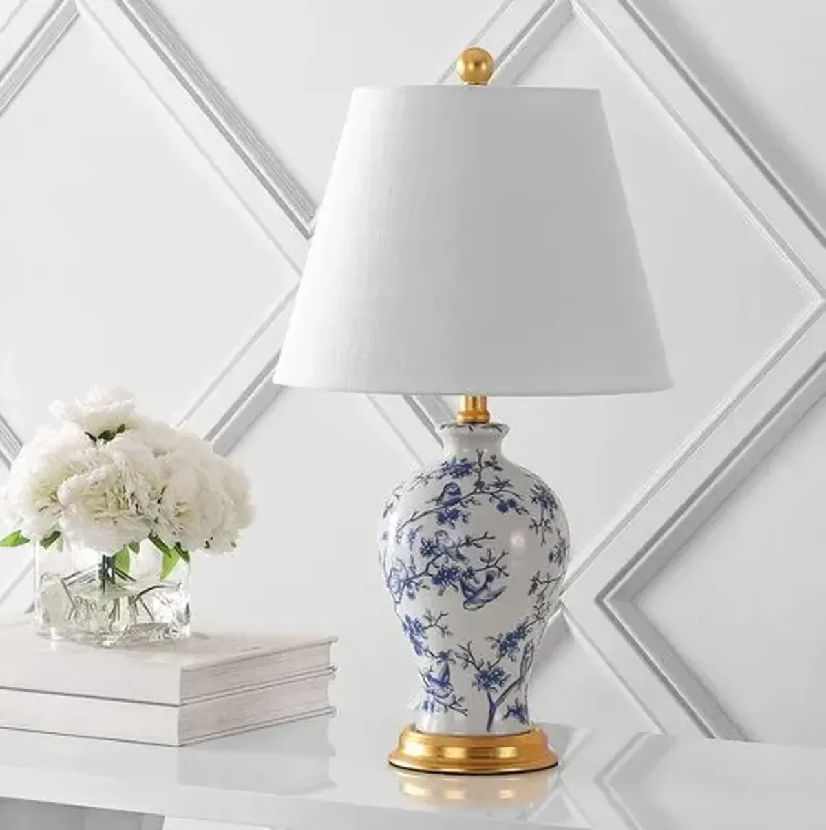 Gia Floral Table Lamp - Blue