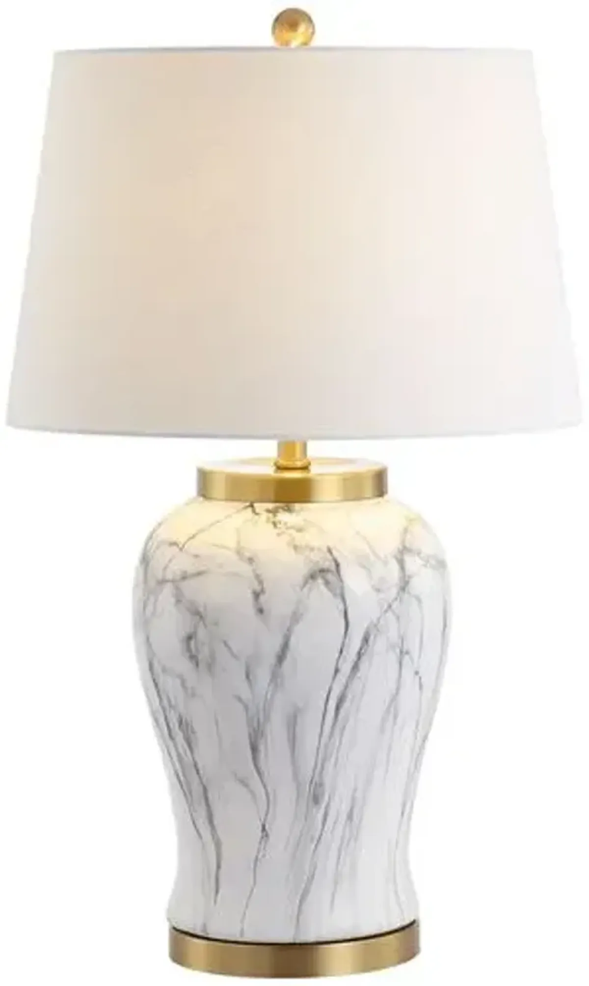 Emil Faux Marble Table Lamp - White