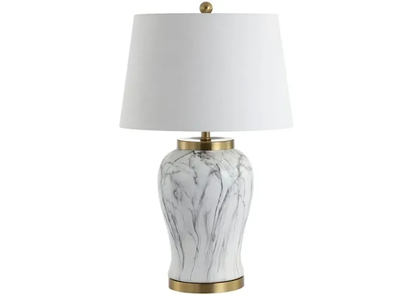 Emil Faux Marble Table Lamp - White