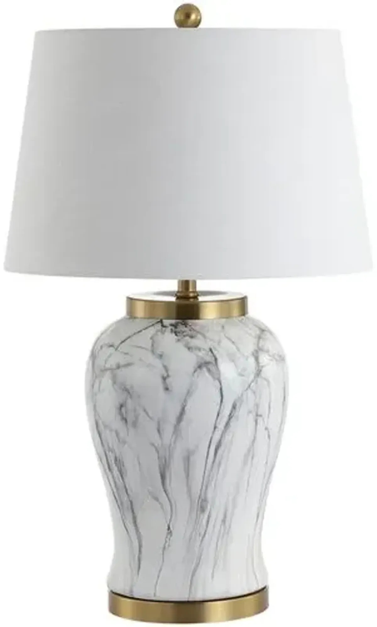 Emil Faux Marble Table Lamp - White