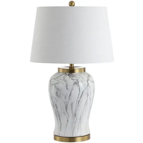 Emil Faux Marble Table Lamp - White