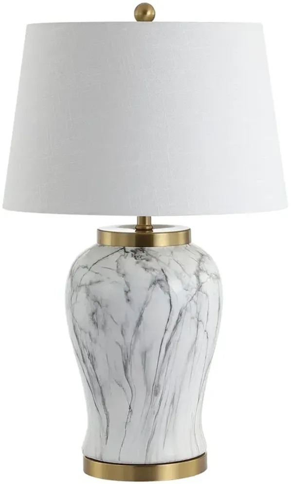 Emil Faux Marble Table Lamp - White