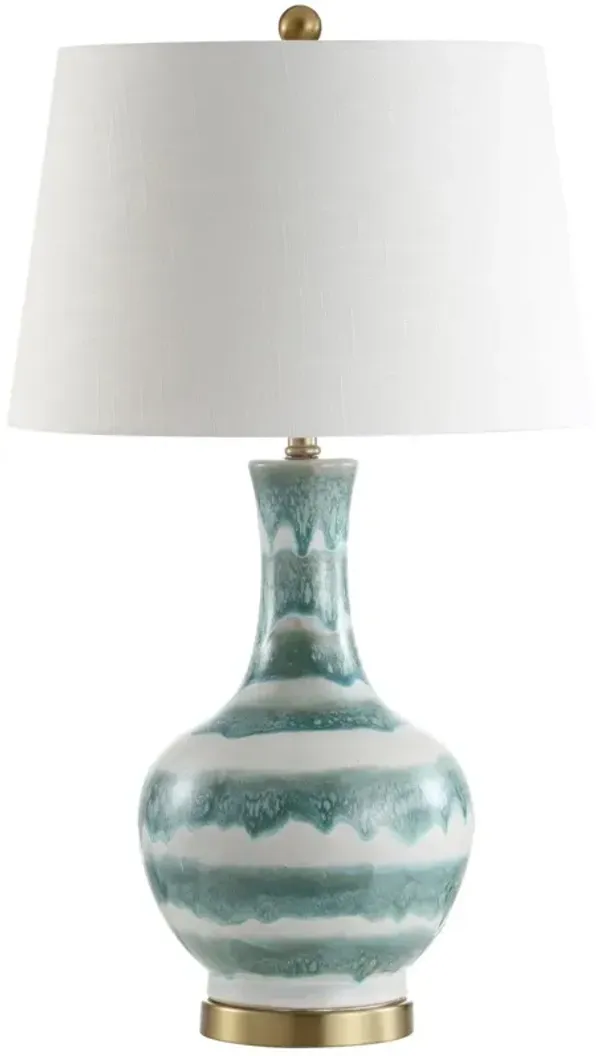 Idina Striped Table Lamp - Green