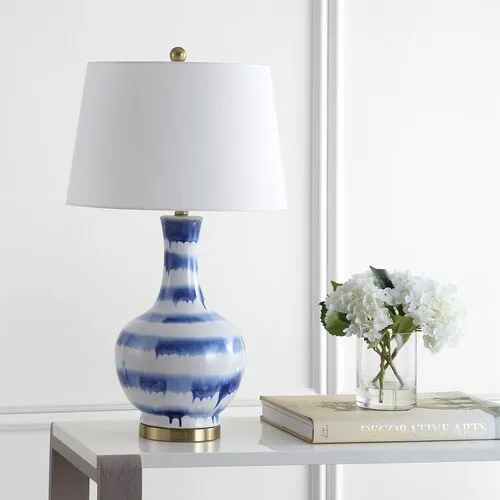 Idina Striped Table Lamp - Blue