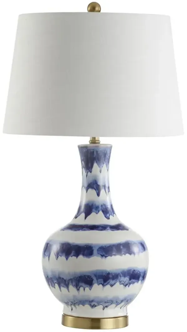 Idina Striped Table Lamp - Blue
