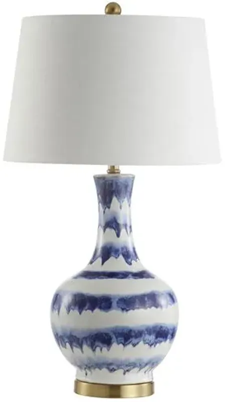 Idina Striped Table Lamp - Blue