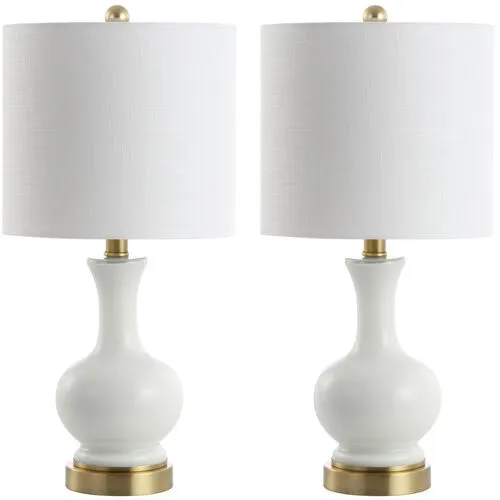 Set of 2 Saskia Table Lamps - White