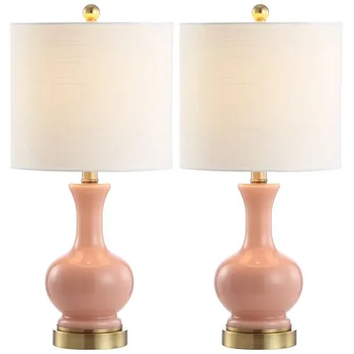 Set of 2 Saskia Table Lamps - Pink