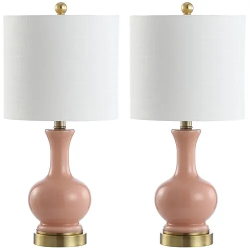 Set of 2 Saskia Table Lamps - Pink