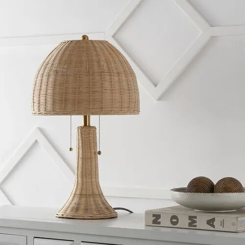 Thatcher Wicker Mushroom Table Lamp - Natural - Brown