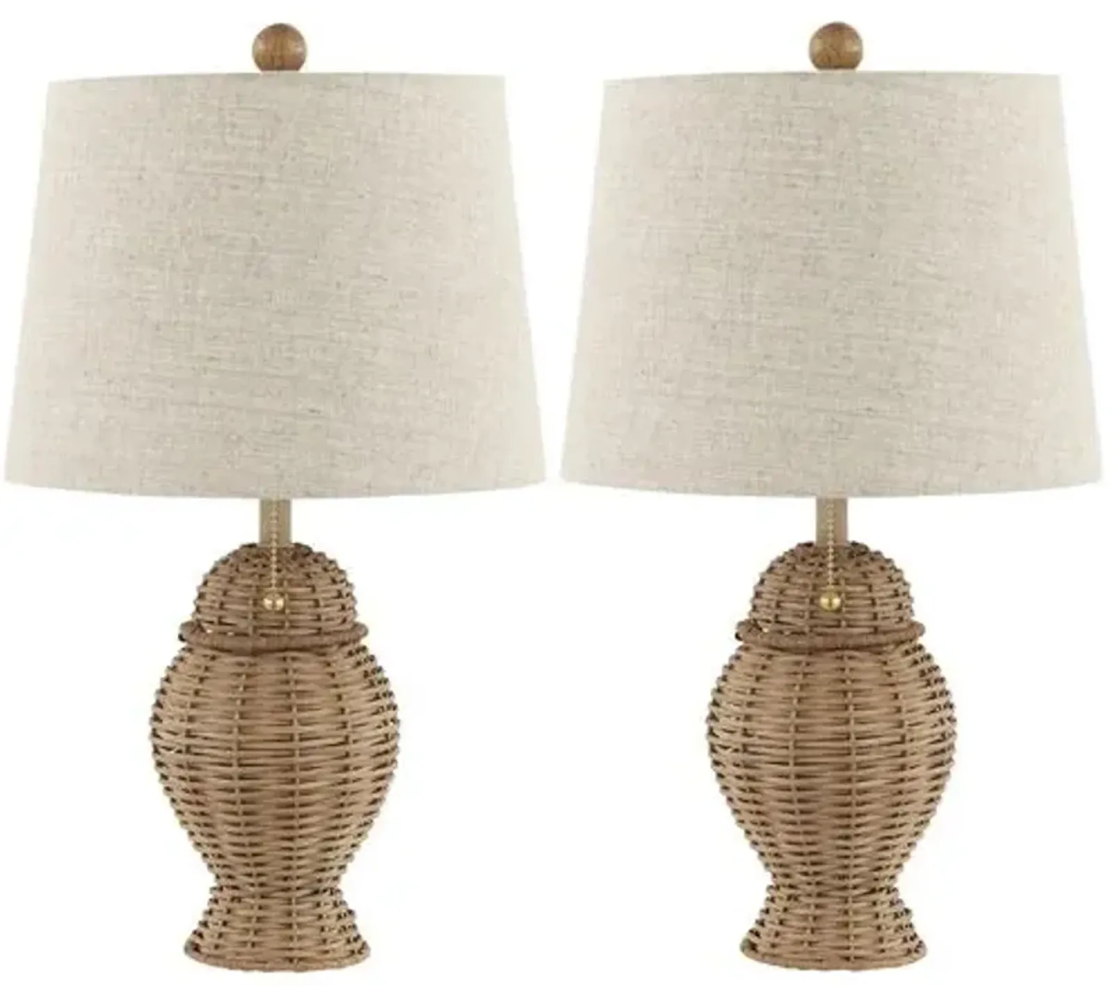 Set of 2 Torrin Wicker Table Lamps - Natural - Brown