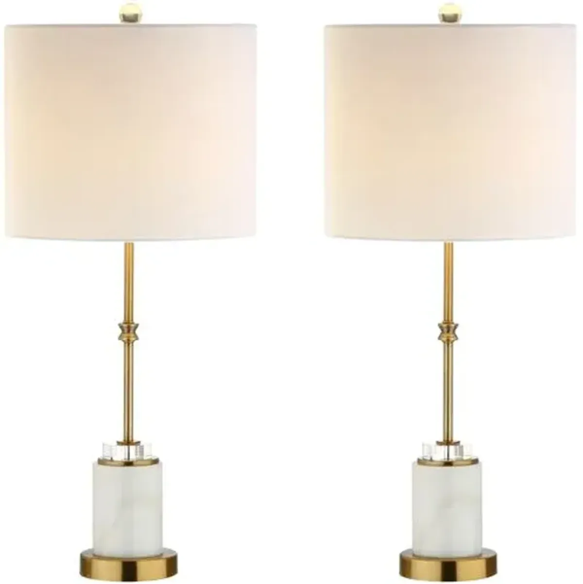 Set of 2 Serena Marble Table Lamps - White/Gold