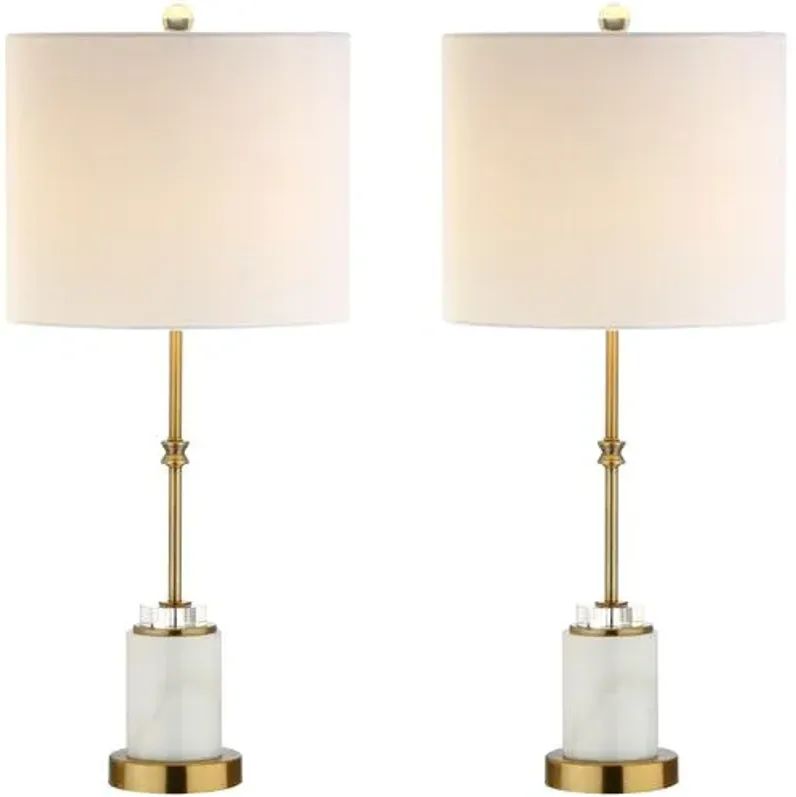 Set of 2 Serena Marble Table Lamps - White/Gold