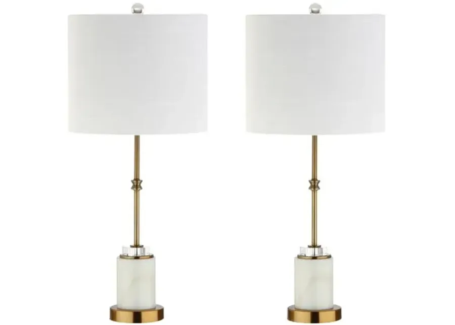 Set of 2 Serena Marble Table Lamps - White/Gold