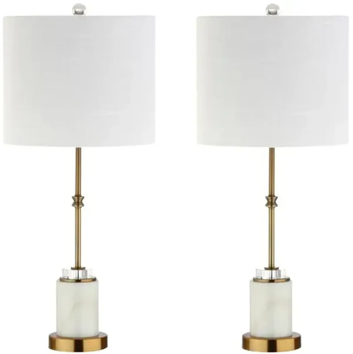 Set of 2 Serena Marble Table Lamps - White/Gold