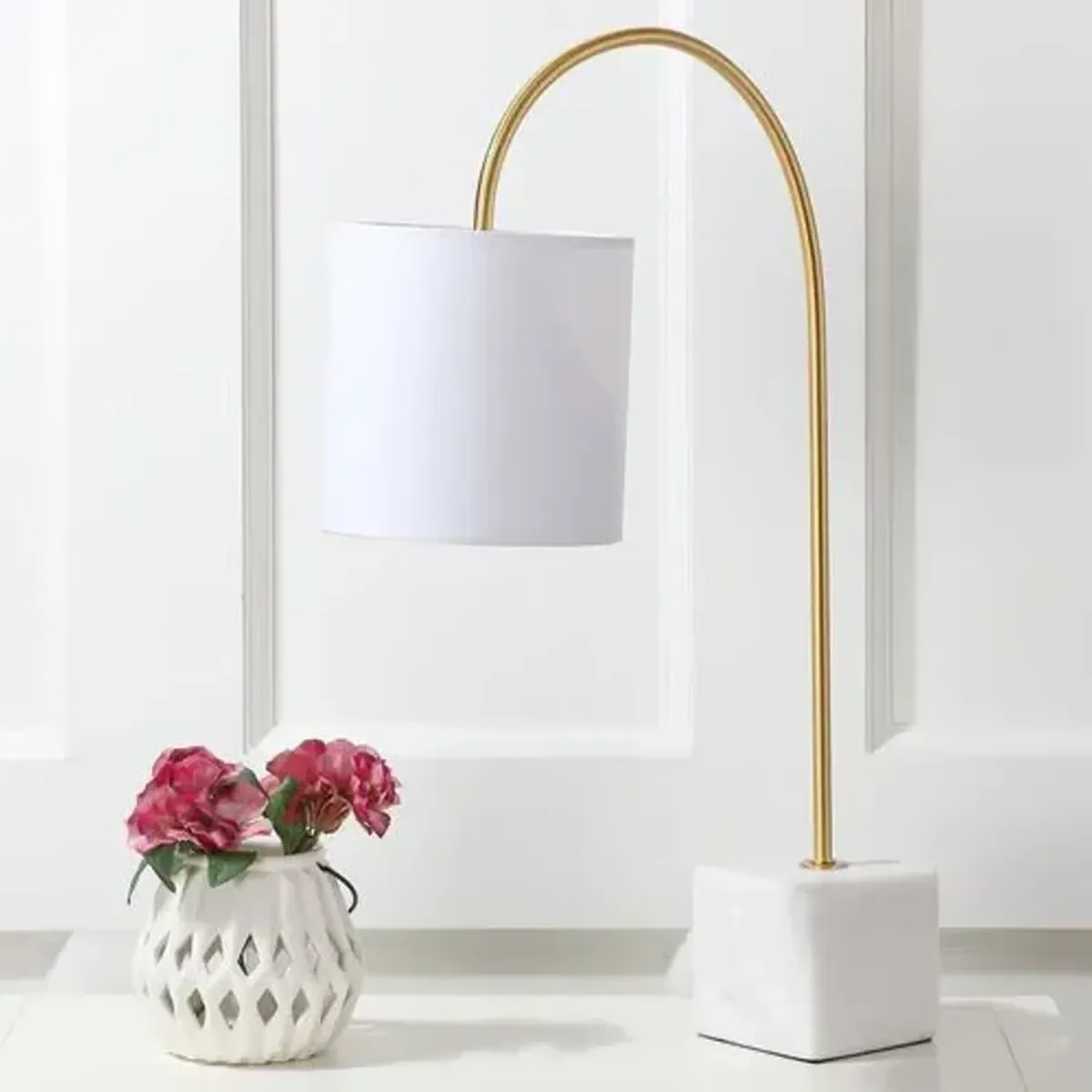 Rosalind Marble Table Lamp - White/Brass Gold