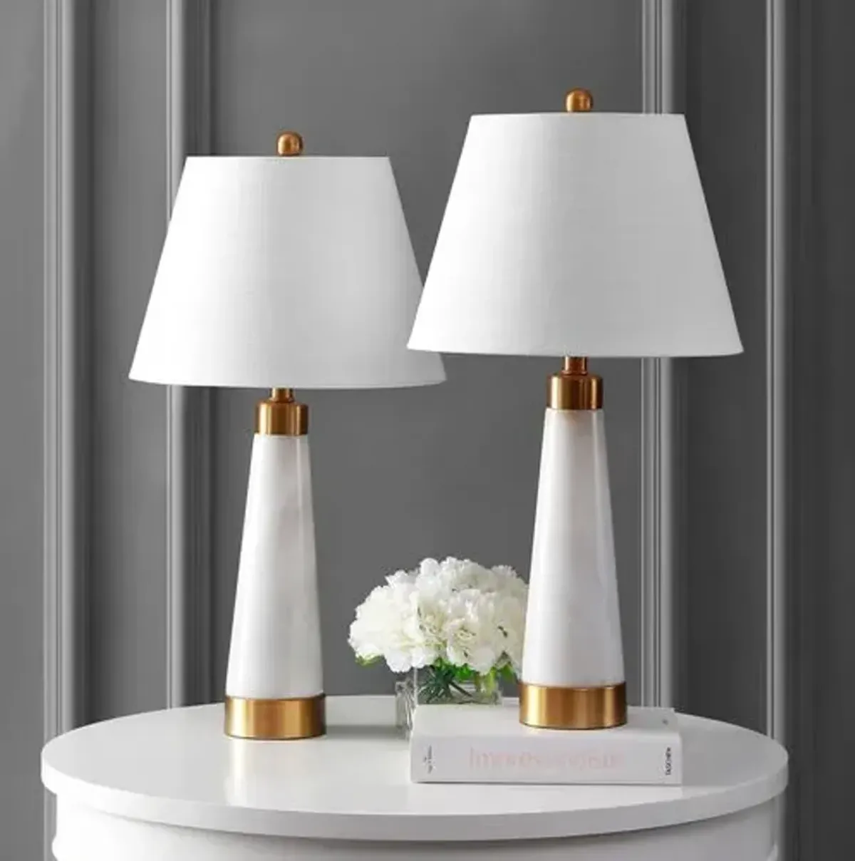 Set of 2 Gracia Marble Table Lamps - White