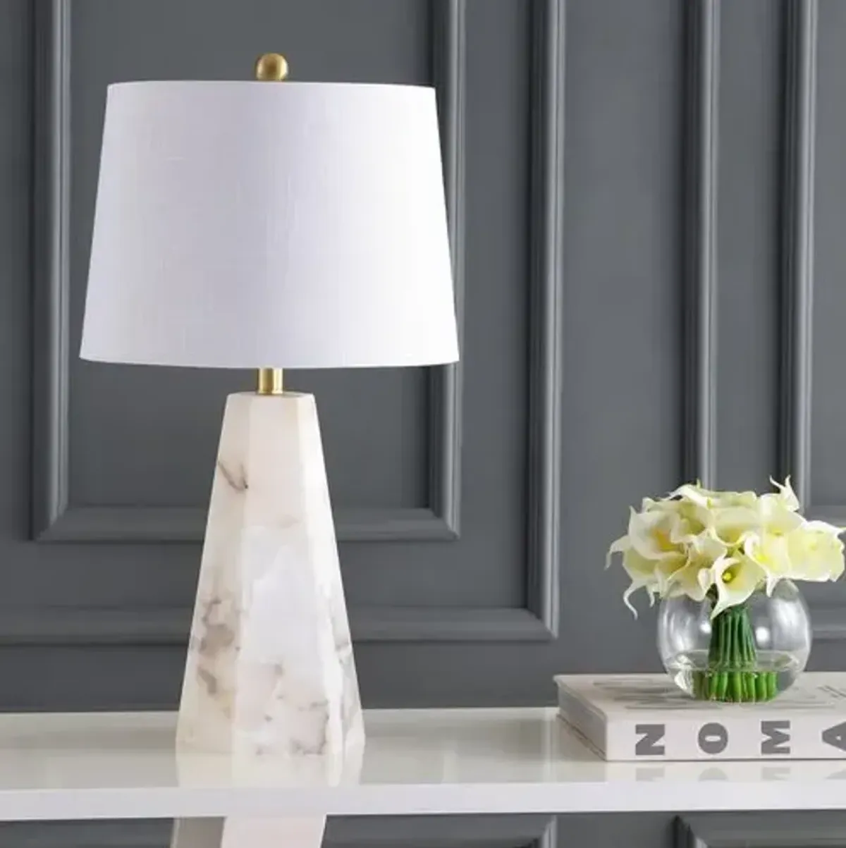 Tempest Alabaster Table Lamp - White