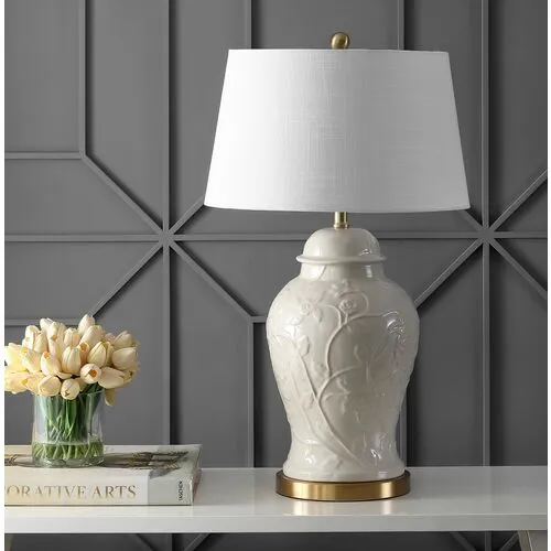 Fitzgerald Floral Table Lamp - Cream - Ivory