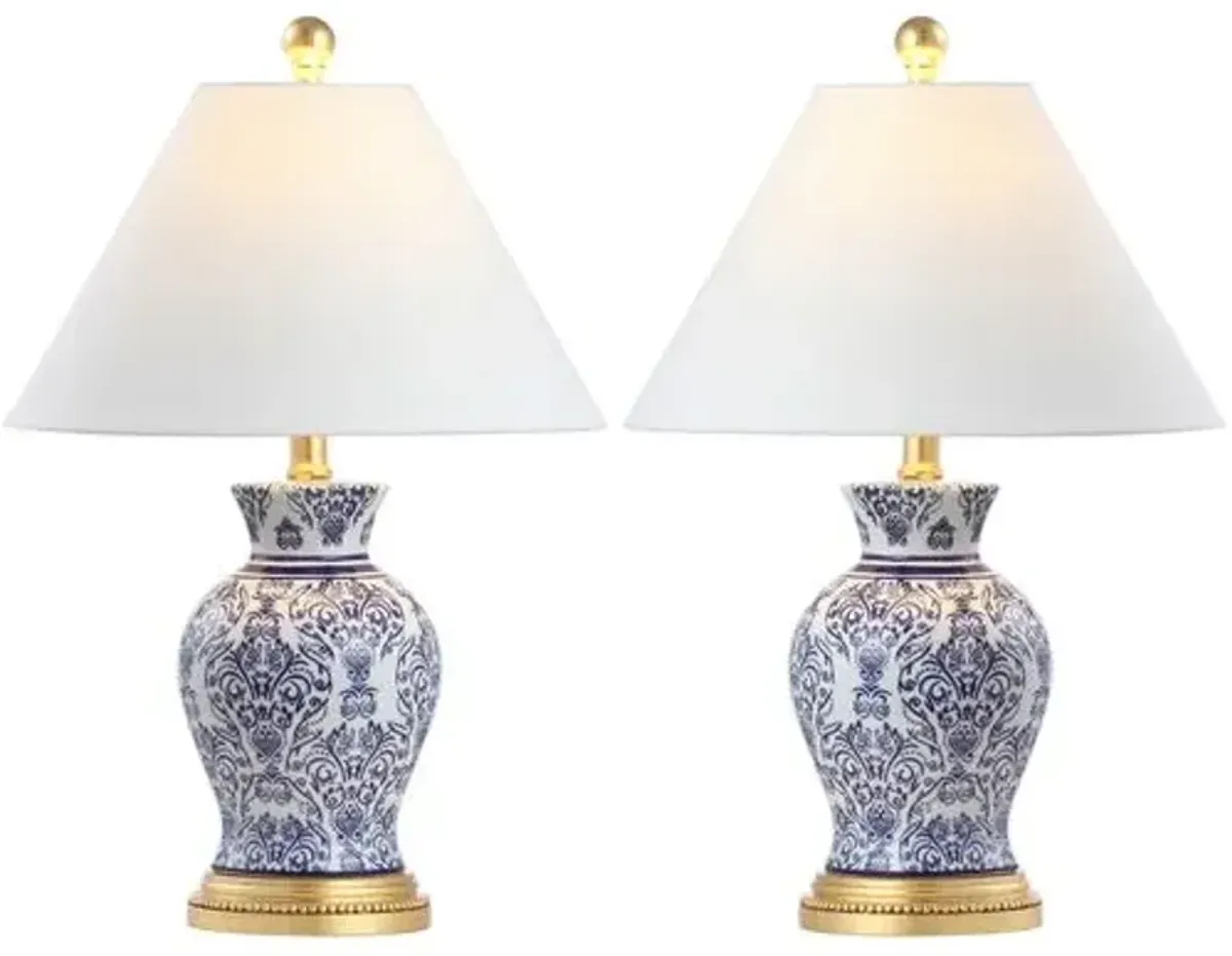 Set of 2 Sabine Chinoiserie Table Lamps - Blue/White