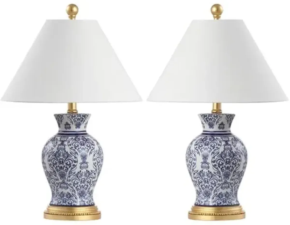 Set of 2 Sabine Chinoiserie Table Lamps - Blue/White