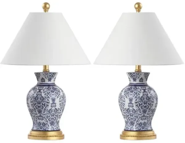 Set of 2 Sabine Chinoiserie Table Lamps - Blue/White