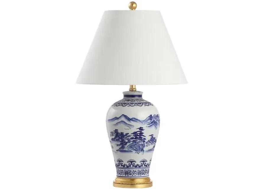 Vera Chinoiserie Table Lamp - Blue/White