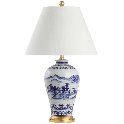 Vera Chinoiserie Table Lamp - Blue/White