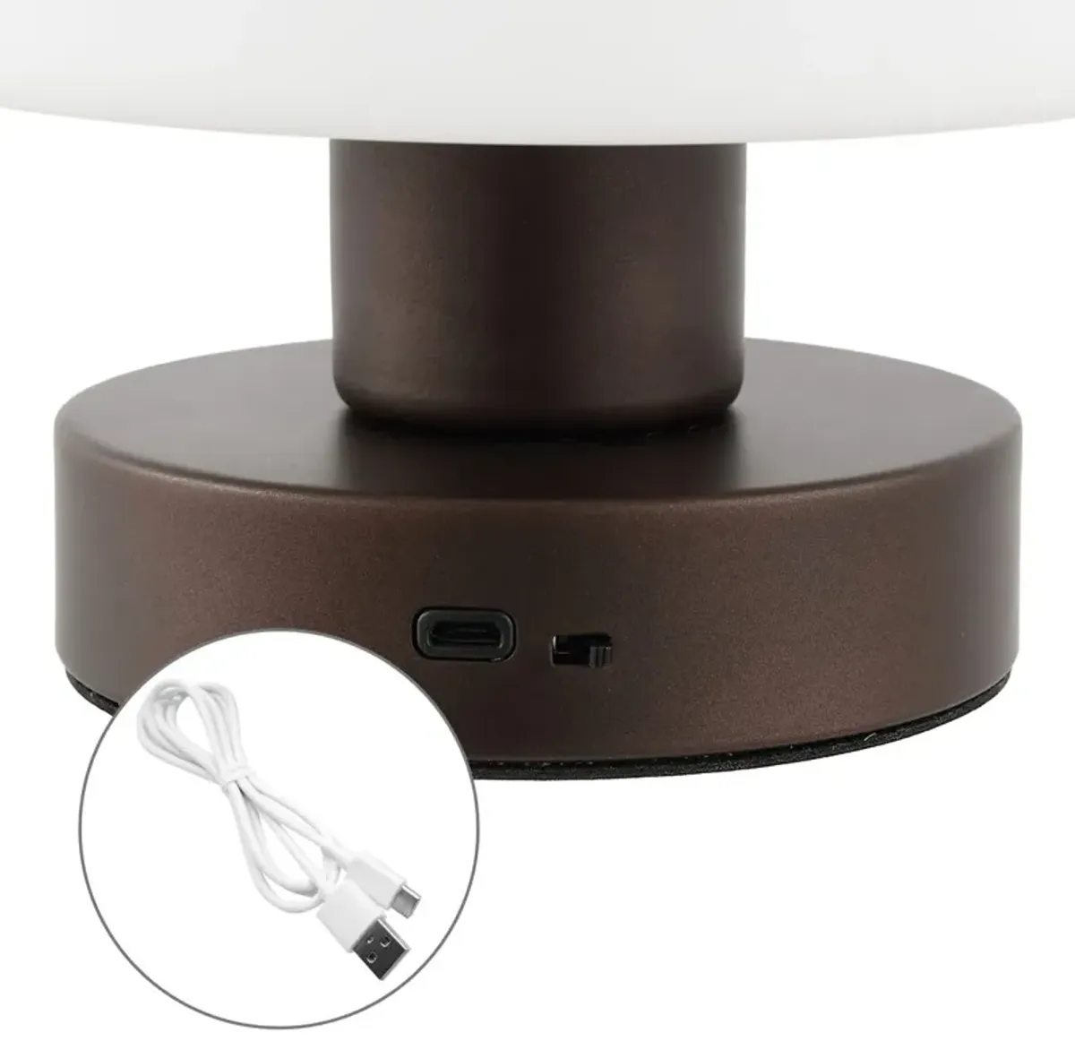 Xen Mushroom Portable Cordless LED Table Lamp - Black